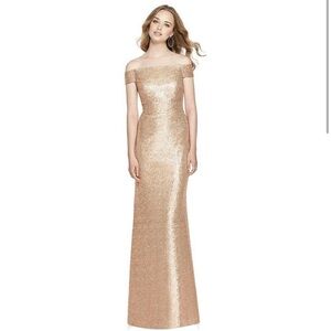DESSY COLLECTION ELLE SEQUIN DRESS IN ROSE GOLD Size 10 NWT